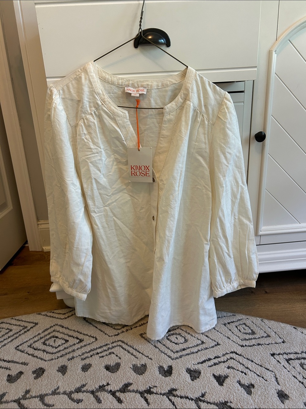 NWT cream long sleeve sheer blouse, Knox Rose size medium